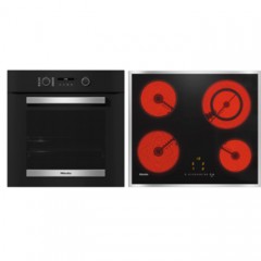 Miele H 2465 B D + KM 6520 FR Φούρνος άνω Πάγκου 76lt με Κεραμικές Εστίες Π59.5εκ. Μαύρος